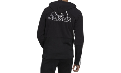 Essentials Polar Fleece Giant Logo Full-Zip Hoodie "Black / White" GV5297