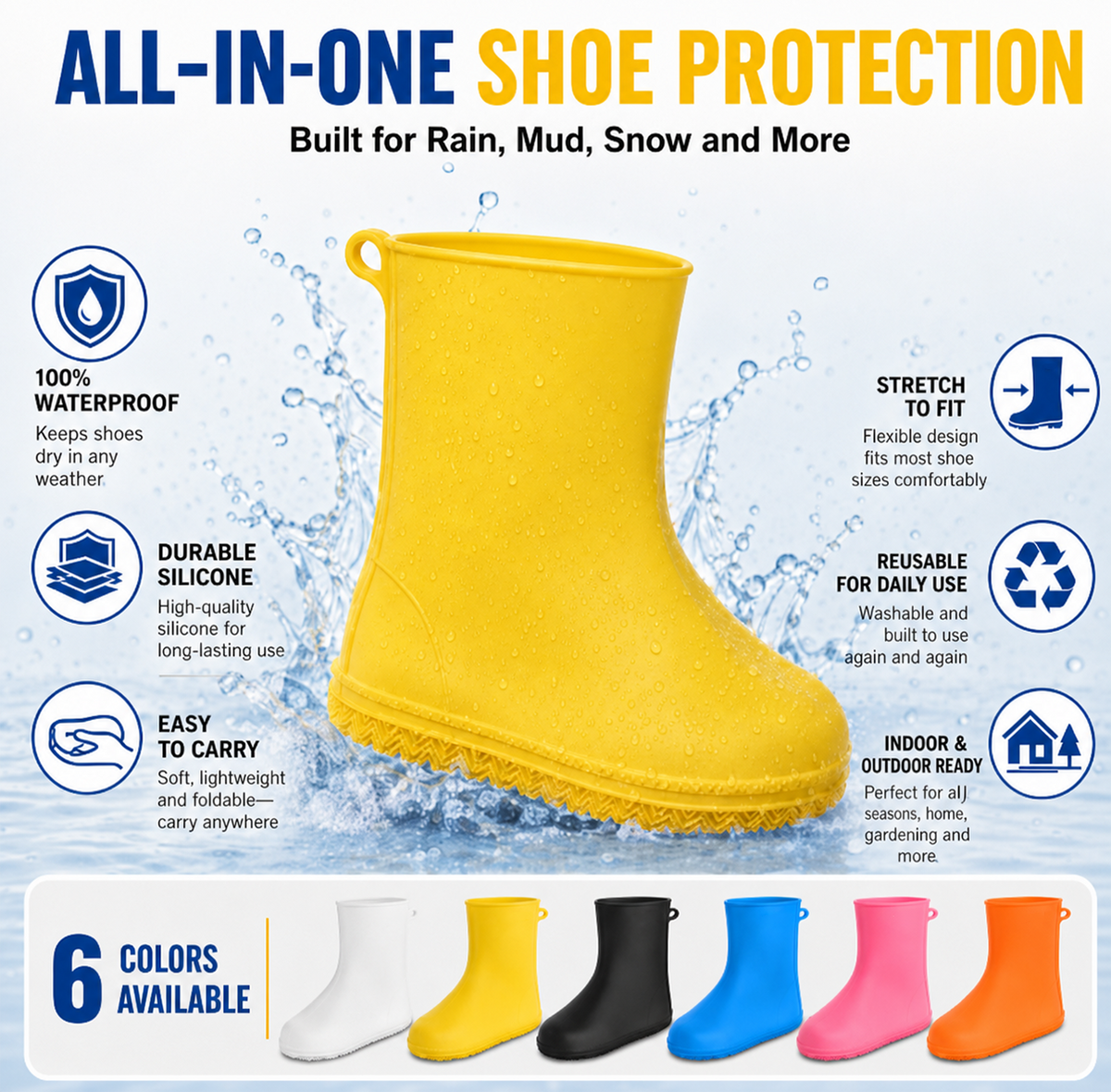 Waterproof Rain Shoe Covers – Heavy-Duty Anti-Slip Protection for Shoes on Rainy Days