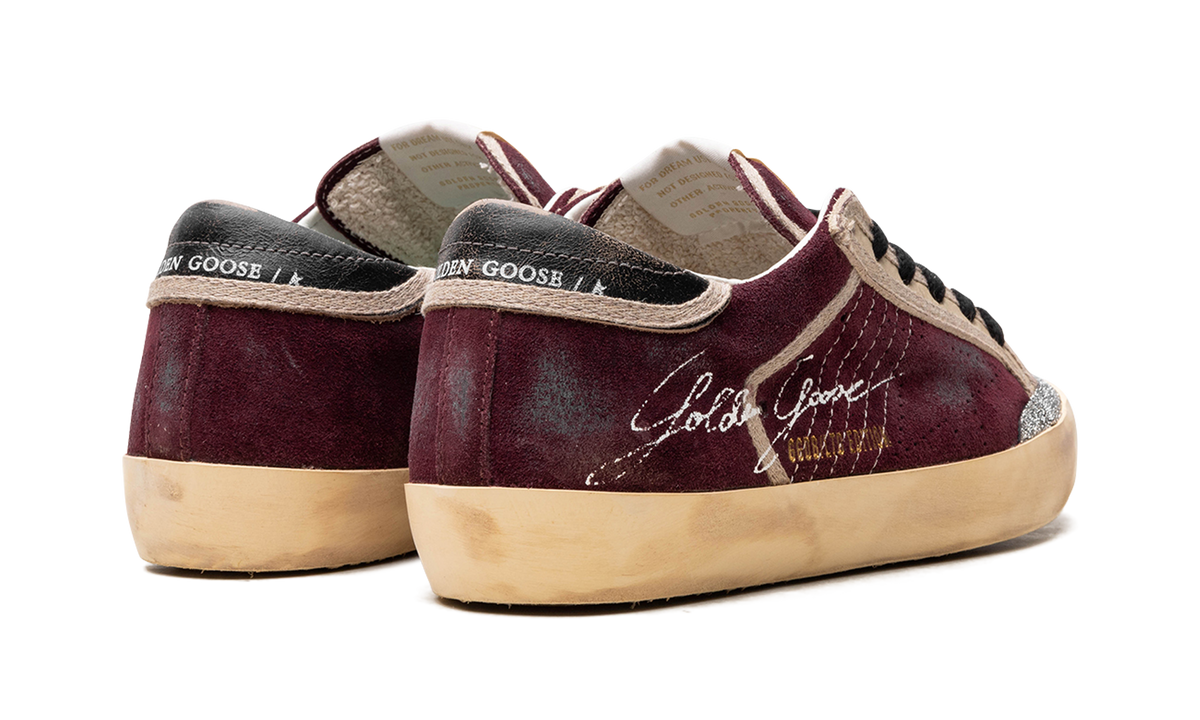 SUPER-STAR PENSTAR SUEDE UPPER CRYSTAL PENSTAR SKATE STAR VINTAGE LEATHER HEEL SIGNATURE FOXING "WINE RED BLACK"